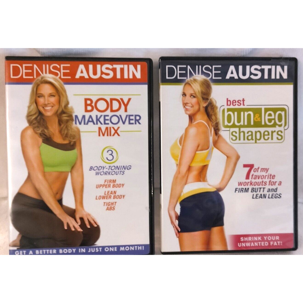 Denise Austin DVD Best Bun & Leg Shapers and Body Makeover Mix Lot of 2 DVD's
